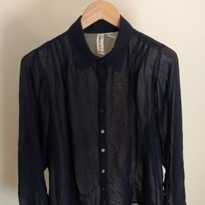 Mimi Chica Sheer High Low Oversized Blouse [S]